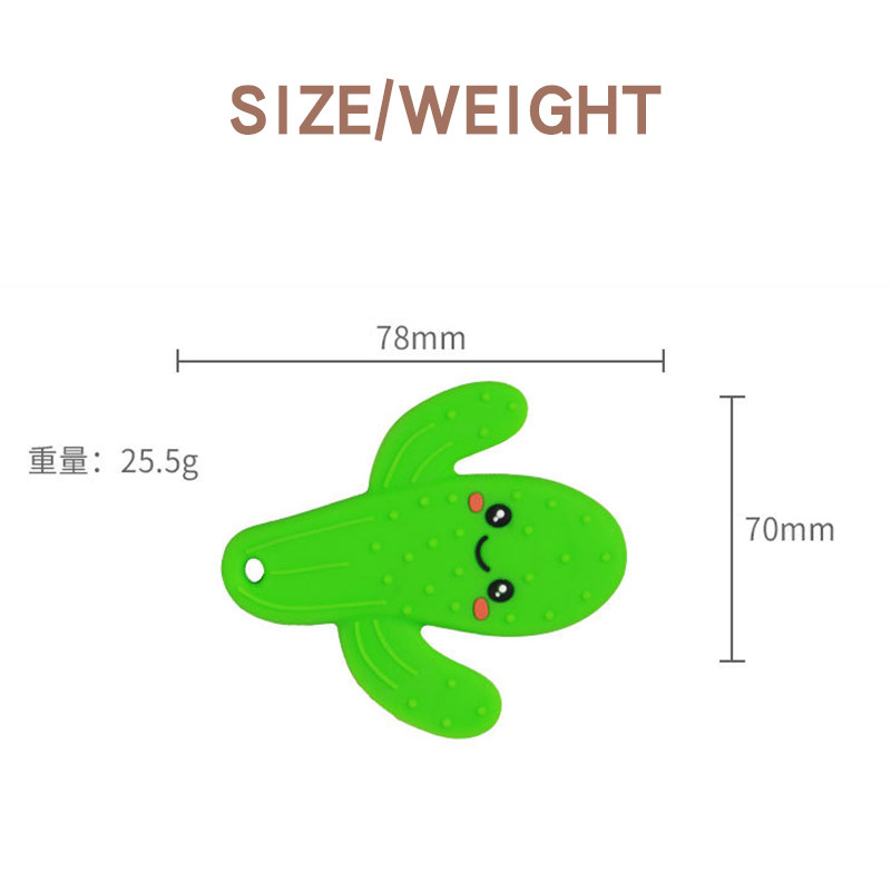 XFM Natural Silicone Non Drop with Handle Cactus Teether Baby Teething Play Toy Infant Teether Silicone Baby Molar