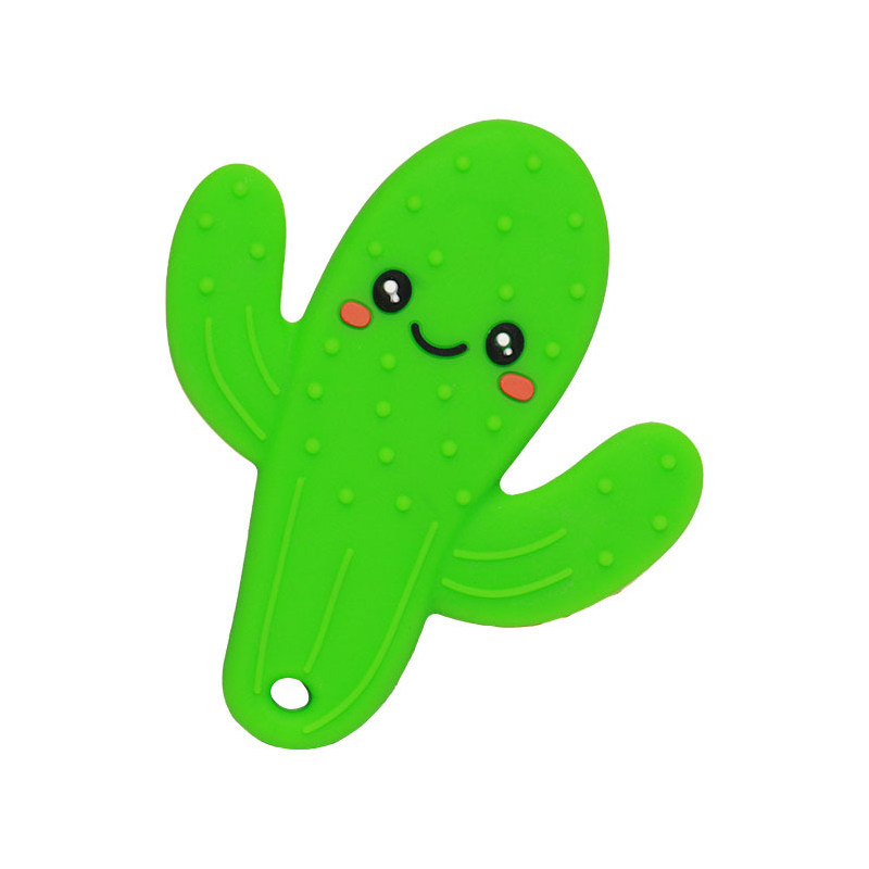 XFM Natural Silicone Non Drop with Handle Cactus Teether Baby Teething Play Toy Infant Teether Silicone Baby Molar
