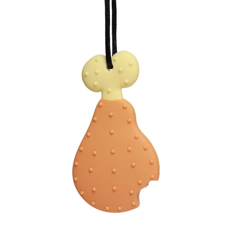 XFM Natural Silicone Non Drop with Handle Drumsticks Teether Baby Teething Play Toy Infant Teether Silicone Baby Molar