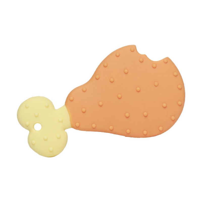 XFM Natural Silicone Non Drop with Handle Drumsticks Teether Baby Teething Play Toy Infant Teether Silicone Baby Molar