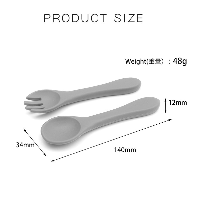 OEM Custom Wholesale Baby Feeding Soft Spoon Fork Set BPA Free Baby Dinnerware Utensils Food Grade Silicone