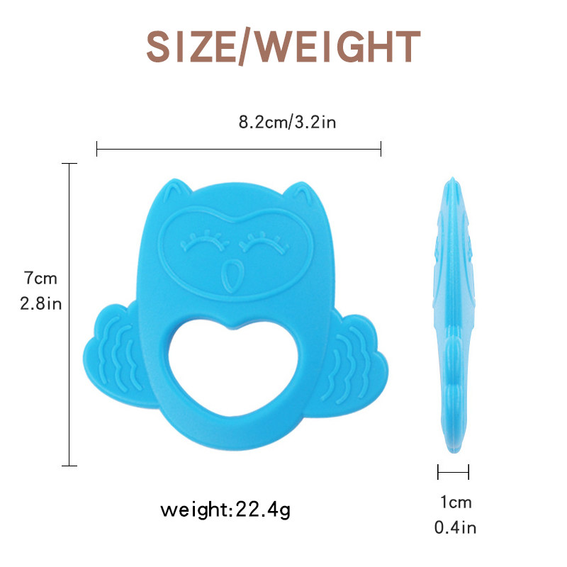 Customization BPA- free Silicone Owl Baby Teething Rings Soft Toy Baby Hand Soothing Teether Sensory Toy Chew Teether