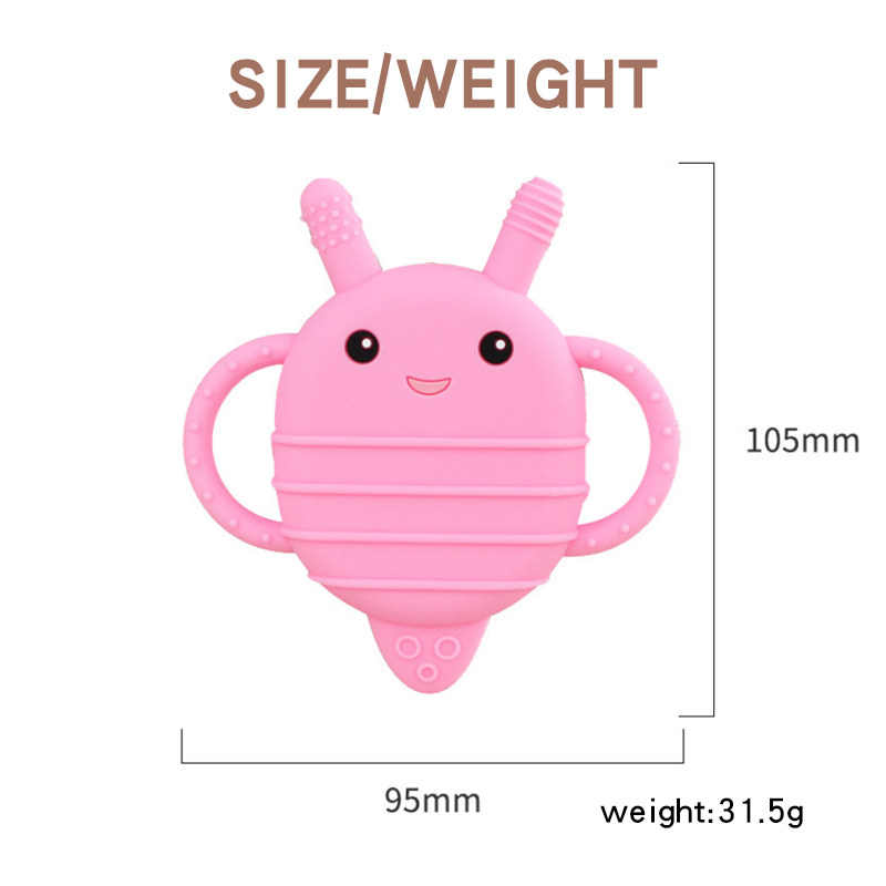 Customization BPA- free Silicone Honeybee Baby Teething Rings Soft Toy Baby Hand Soothing Teether Sensory Toy Chew Teether