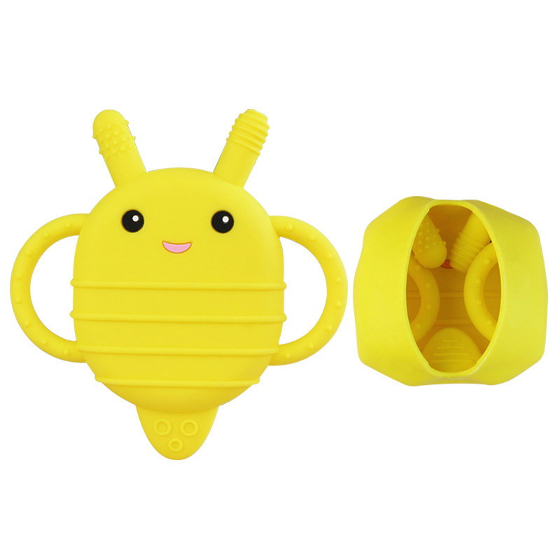 Customization BPA- free Silicone Honeybee Baby Teething Rings Soft Toy Baby Hand Soothing Teether Sensory Toy Chew Teether
