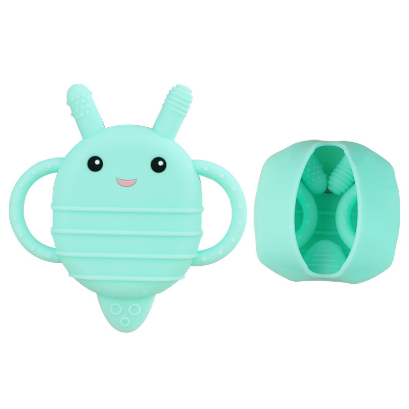 Customization BPA- free Silicone Honeybee Baby Teething Rings Soft Toy Baby Hand Soothing Teether Sensory Toy Chew Teether