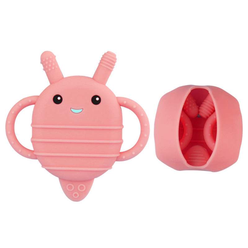 Customization BPA- free Silicone Honeybee Baby Teething Rings Soft Toy Baby Hand Soothing Teether Sensory Toy Chew Teether