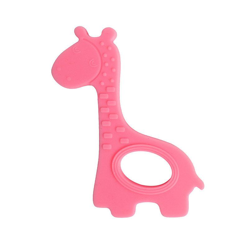 Customization BPA- free Silicone Giraffe Baby Teething Rings Soft Toy Baby Hand Soothing Teether Sensory Toy Chew Teether