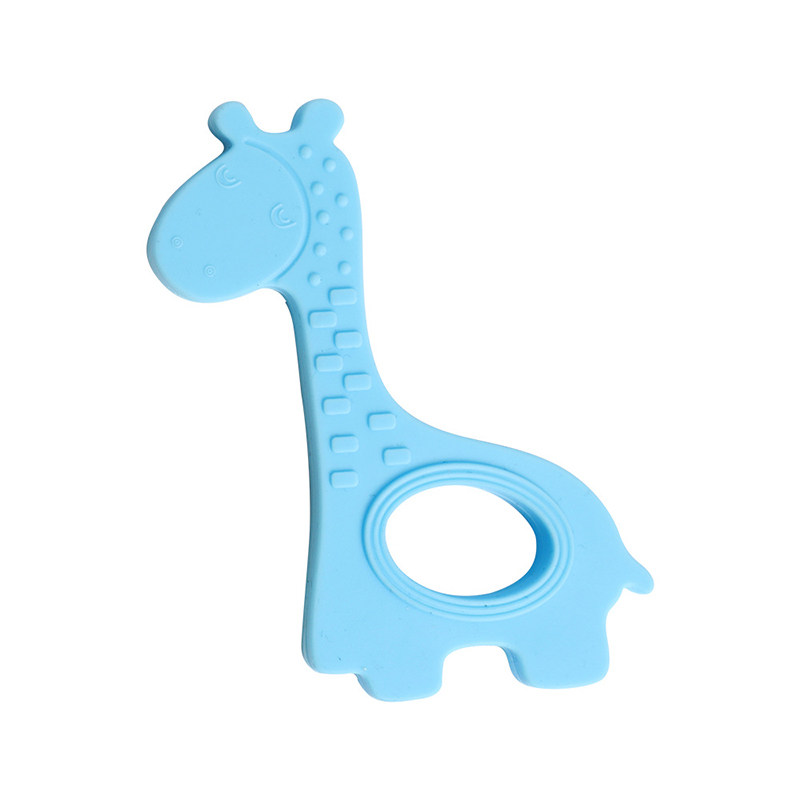 Customization BPA- free Silicone Giraffe Baby Teething Rings Soft Toy Baby Hand Soothing Teether Sensory Toy Chew Teether