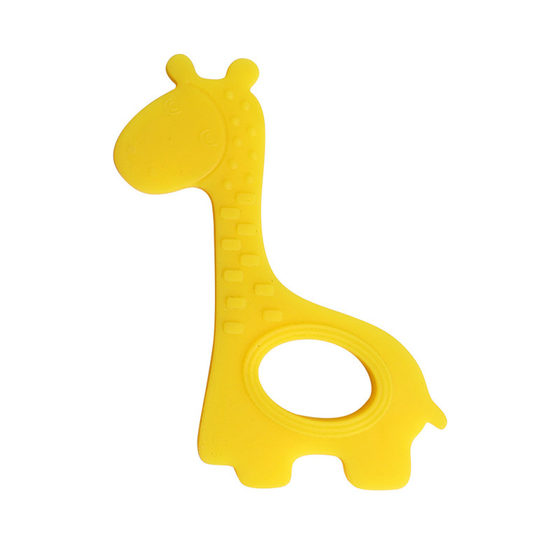 Customization BPA- free Silicone Giraffe Baby Teething Rings Soft Toy Baby Hand Soothing Teether Sensory Toy Chew Teether