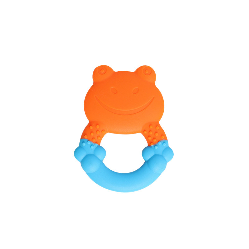 Customization BPA- free Silicone Baby Teething Rings Animal Frog Soft Wrist Baby Hand Soothing Teether Sensory Toy Chew Teether