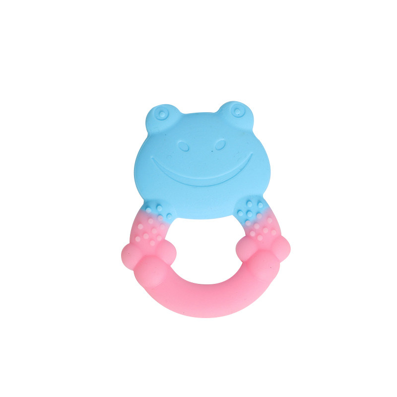 Customization BPA- free Silicone Baby Teething Rings Animal Frog Soft Wrist Baby Hand Soothing Teether Sensory Toy Chew Teether