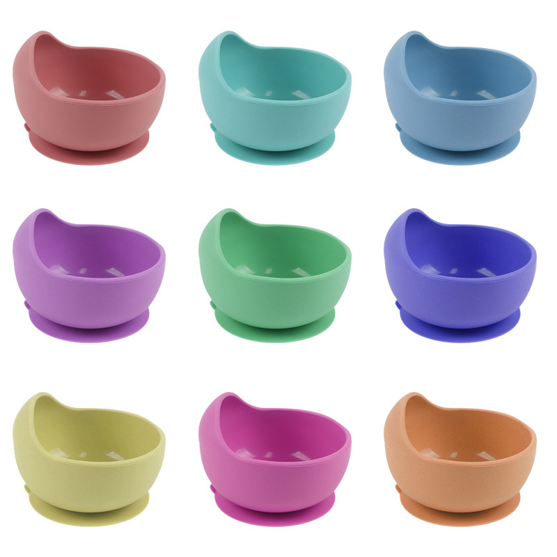 Children spoon silicone suction cup bowl Baby supplementary food bowl feeding baby training bowl