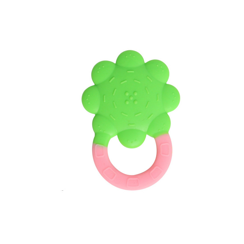 XFM Hot Sale Natural Silicone Non Drop with Handle Flower Teether Baby Teething Play Toy Infant Teether Silicone Baby Molar
