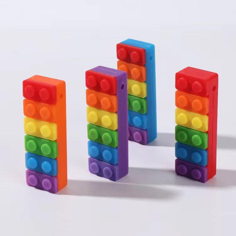 Leafree Silicone Autism Building Block Teether Sensory Chew Toys Oral Motor Therapy Tools Teething Necklace