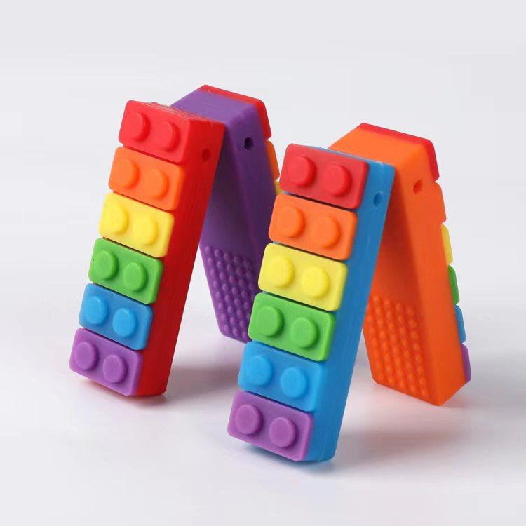 Leafree Silicone Autism Building Block Teether Sensory Chew Toys Oral Motor Therapy Tools Teething Necklace