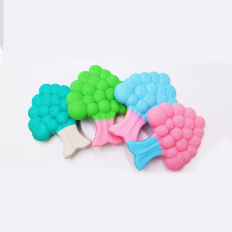 OEM/ ODM Food Grade Silicone Anti-dropping Silicone Baby Teether Soft Tree Shape Teether Molars for Feeding baby Sensory Toys