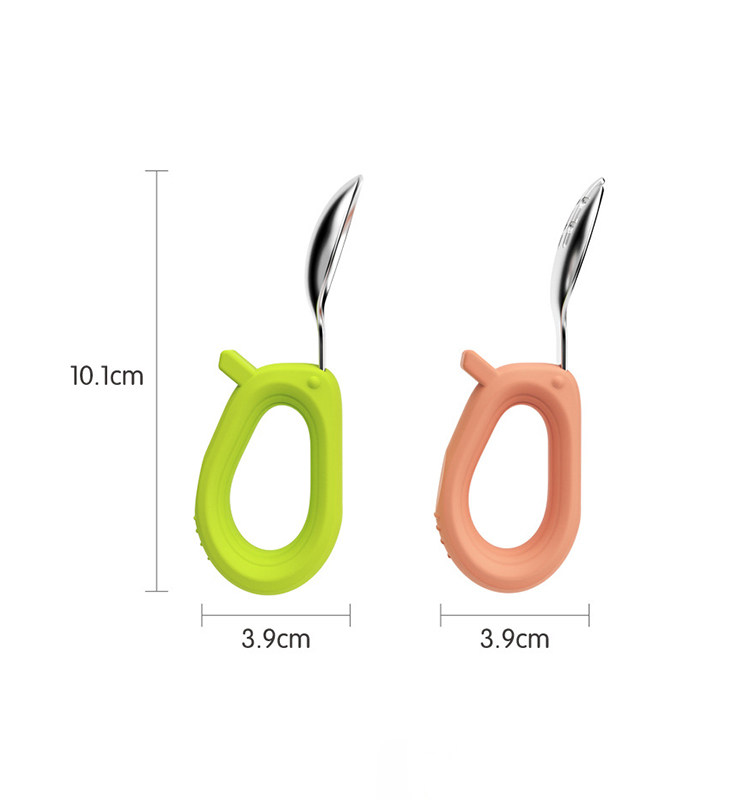 OEM/ ODM Food Grade Silicone Stainless Steel Baby Fork and Spoon Set Children Safe Flatware Feeding Utensils for Toddler Child