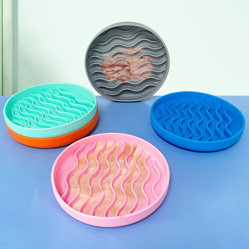 Silicone pet circular wave pattern licking pad