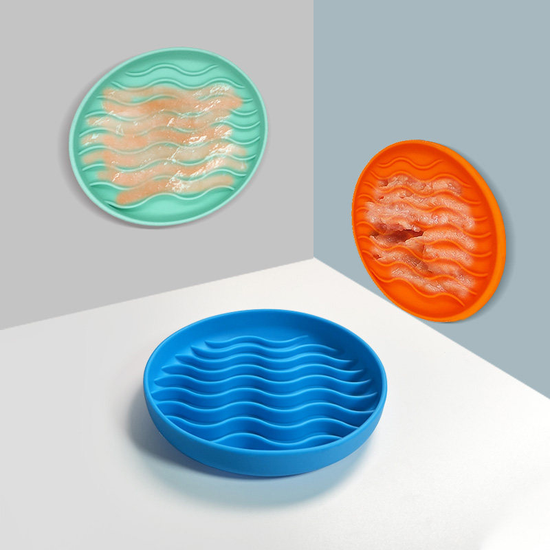 Silicone pet circular wave pattern licking pad
