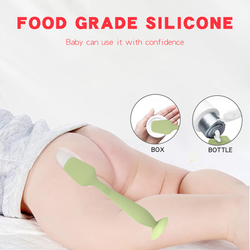 Silicone Baby Diaper Cream Spatula Soft Silicone Butt paste Spatula Diaper Cream Applicator with Suction Cup Base