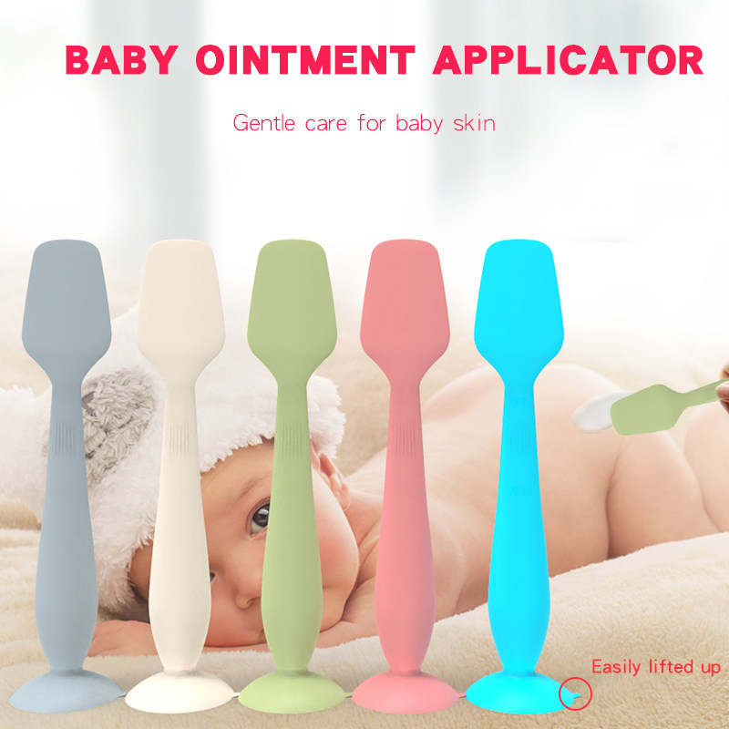 Silicone Baby Diaper Cream Spatula Soft Silicone Butt paste Spatula Diaper Cream Applicator with Suction Cup Base