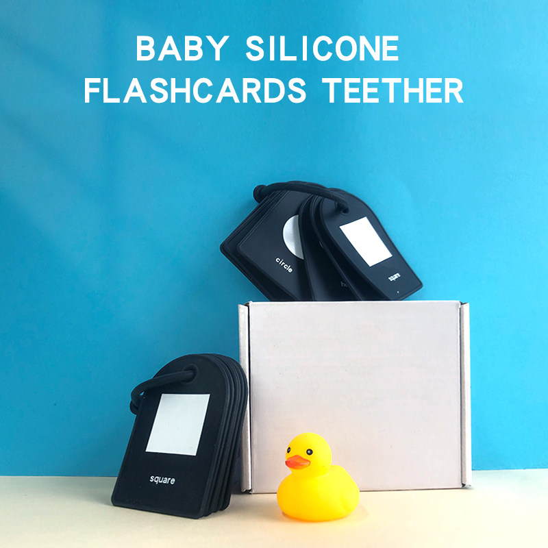 Toddler Flash Cards Food Grade Silicone Baby Teether and Flashcard Educational Preschool Toddler Flashcards
