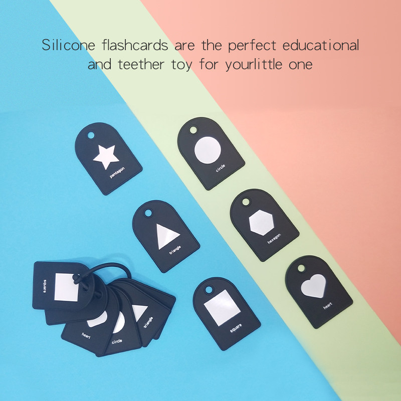 Toddler Flash Cards Food Grade Silicone Baby Teether and Flashcard Educational Preschool Toddler Flashcards