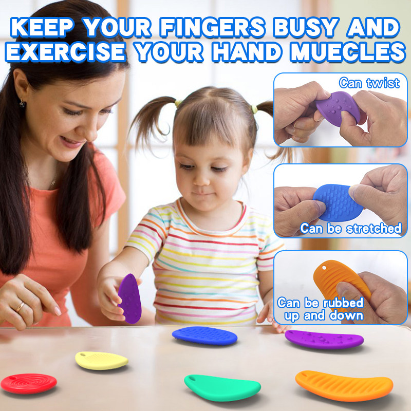 2024 Newest Food Grade Silicone Sensory Stone Fidget Toys Pack Textured Soft Worry Stone for Autism Kids Calming Relief Stress No reviews yet