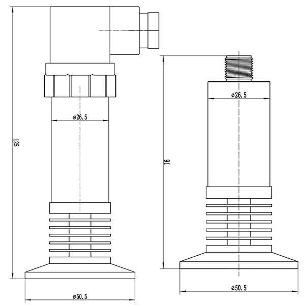 WZL-01-25S卫生型压力(液位)变送器-尺寸图