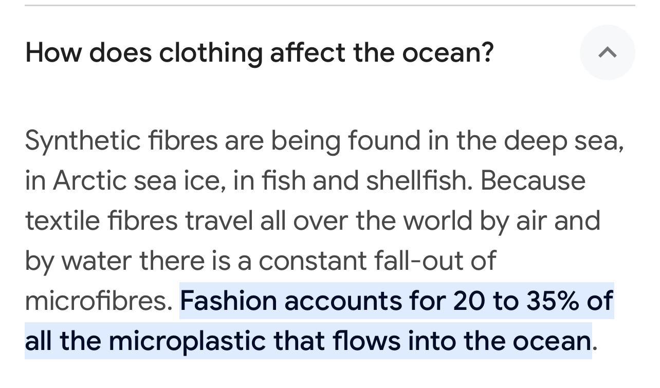 How does clothing affect the ocean?