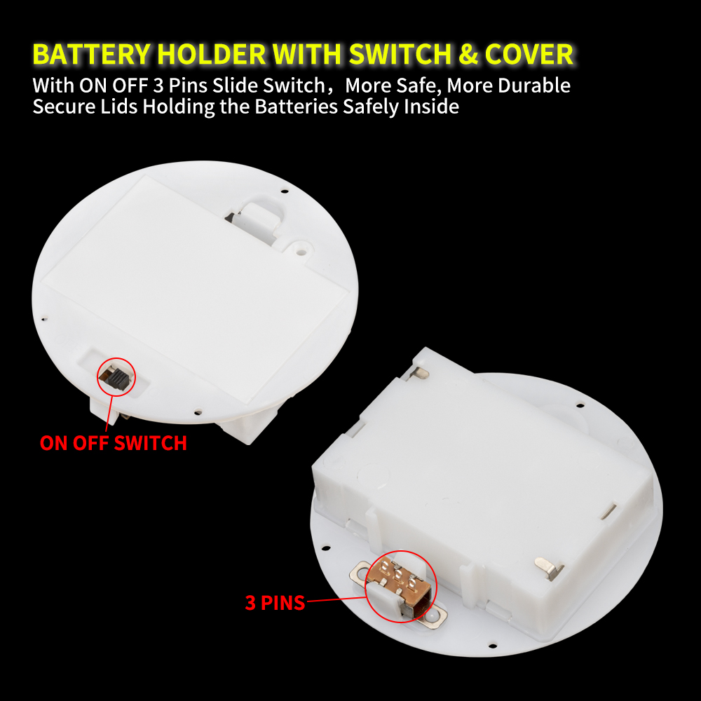 Onlyoa 3xAAA 4.5V White Round Plastic Battery Case 3x1.5V 3 AAA Battery Holder With ON/OFF Switch and Cover