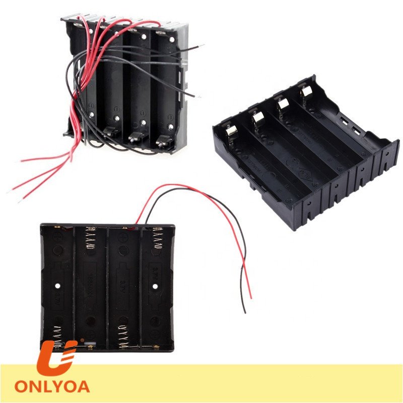 4 cell li-ion 3.7V 18650 Battery Cell Plastic Holder Case Plastic lipo battery holder with PC Pin and with wires cable
