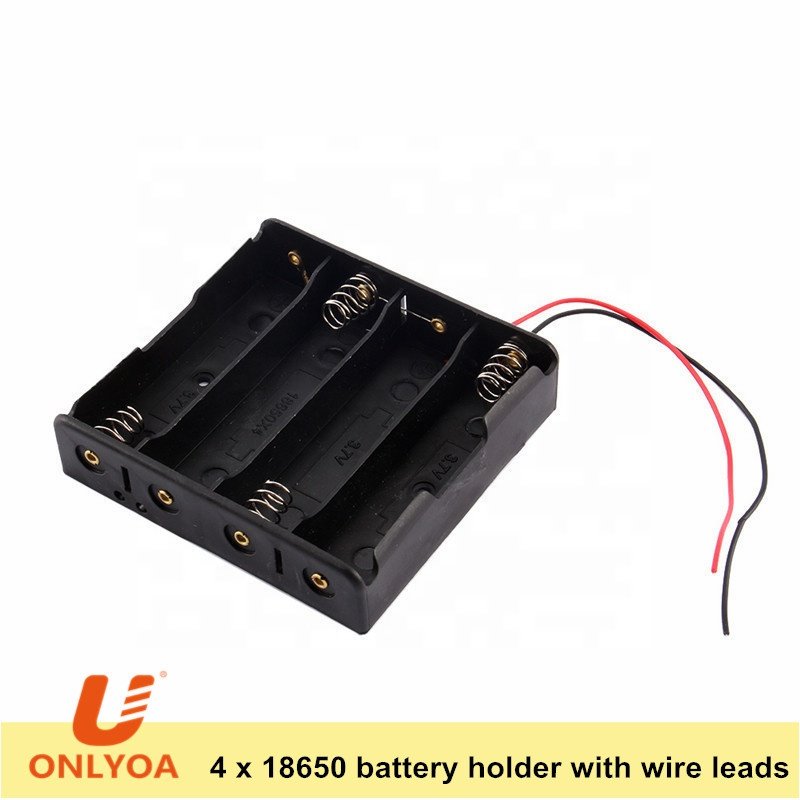 4 cell li-ion 3.7V 18650 Battery Cell Plastic Holder Case Plastic lipo battery holder with PC Pin and with wires cable
