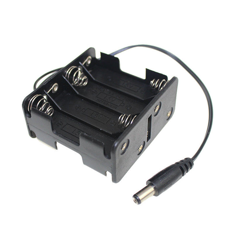 Plastic 12V 8AA battery cell holder box case with wire lead 2.1mm DC plug