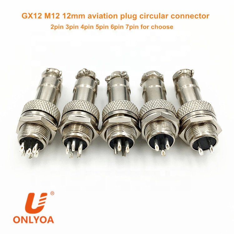 ONLYOA China supplier High quality GX12 M12 12mm 2 pin electric circular connector male and female aviation plug