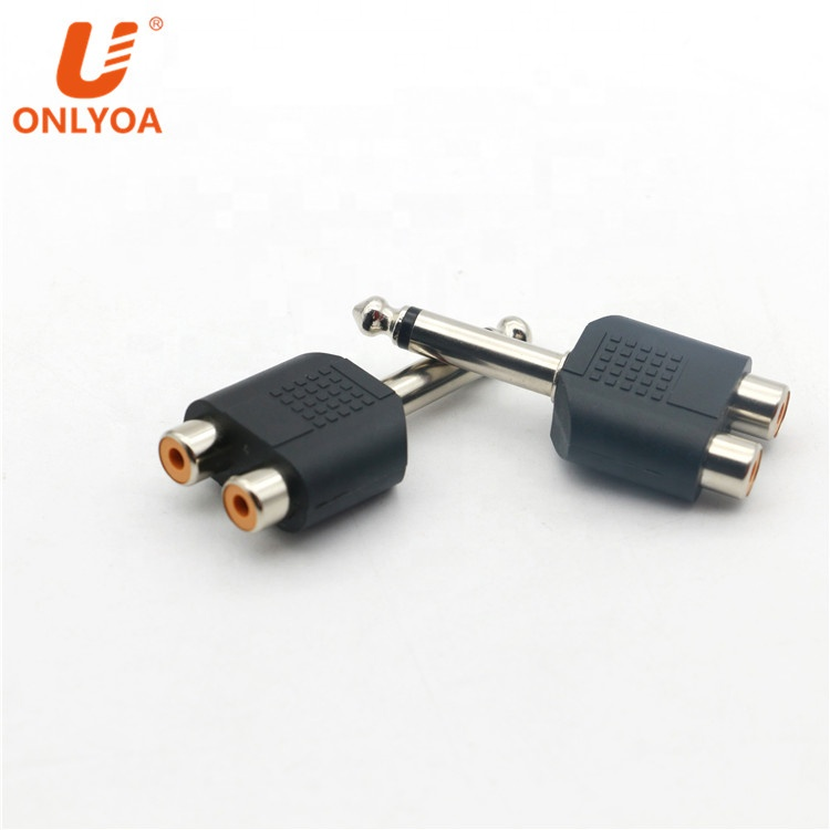 ONLYOA audio adaptor 6.35MM Mono/stereo plug to 2 RCA jack splitter adapter