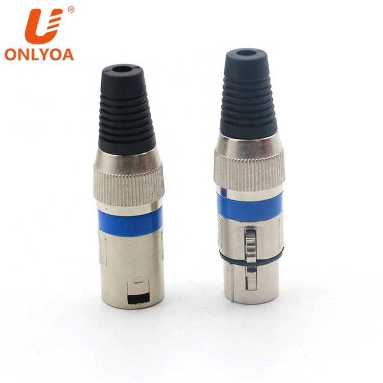 Good Quality blue 3 Pin XLR Connectors Male and Female Microphone Mic Cable Plug Connector Audio Socket , speaker connector