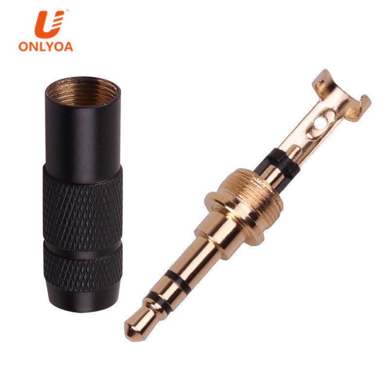 Onlyoa Gold Plated Copper material 3 pole Stereo TRS 3.5mm Male Plug Solder Headphone Jack Audio Adapter Connector