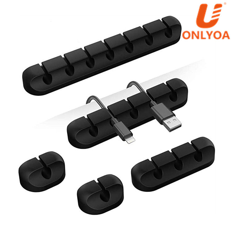 Onlyoa slots Silicone Desk Cable Winder management Organizer Holder Winder Travel Charger Clip for USB Power charging Cords