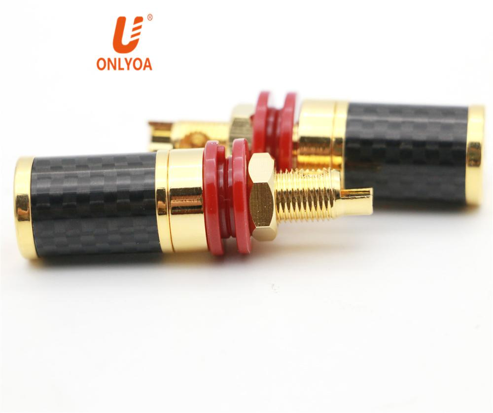 Hi-End OEM gold plated Carbon Fiber 4mm copper binding post Speaker Amplifier Terminal