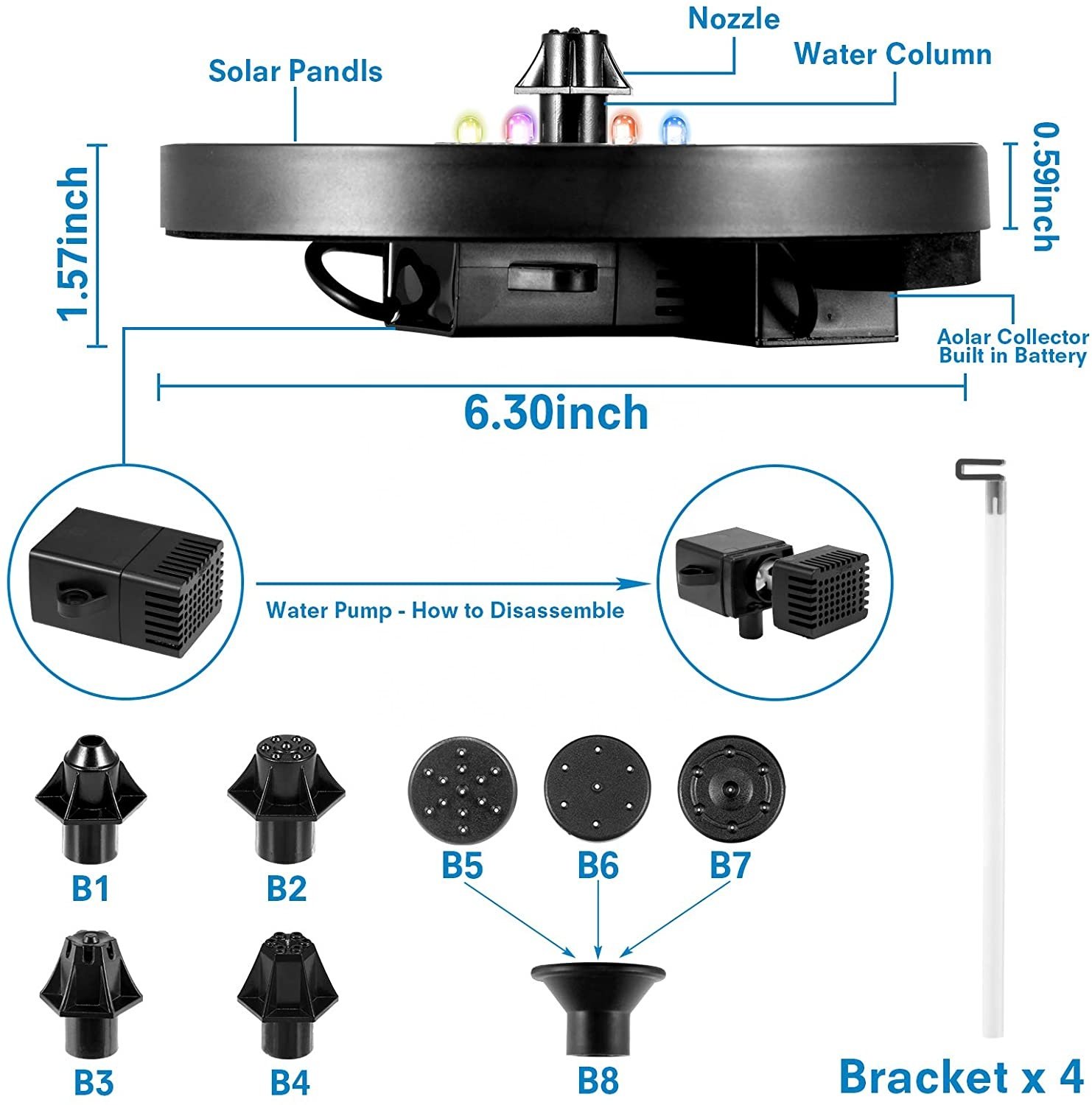 Solar Fountian  with LED SP13D