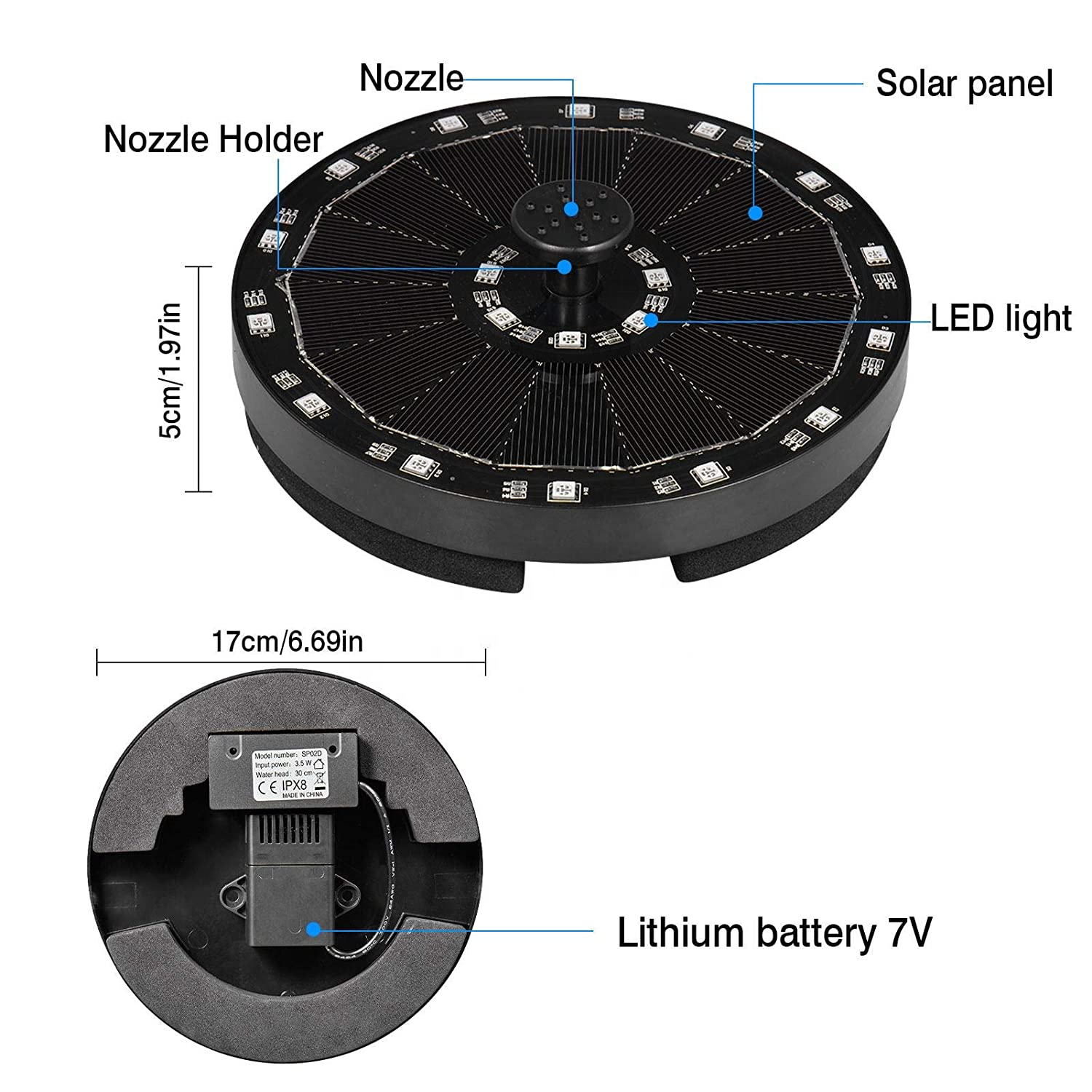 Solar Fountian  with LED SP02D