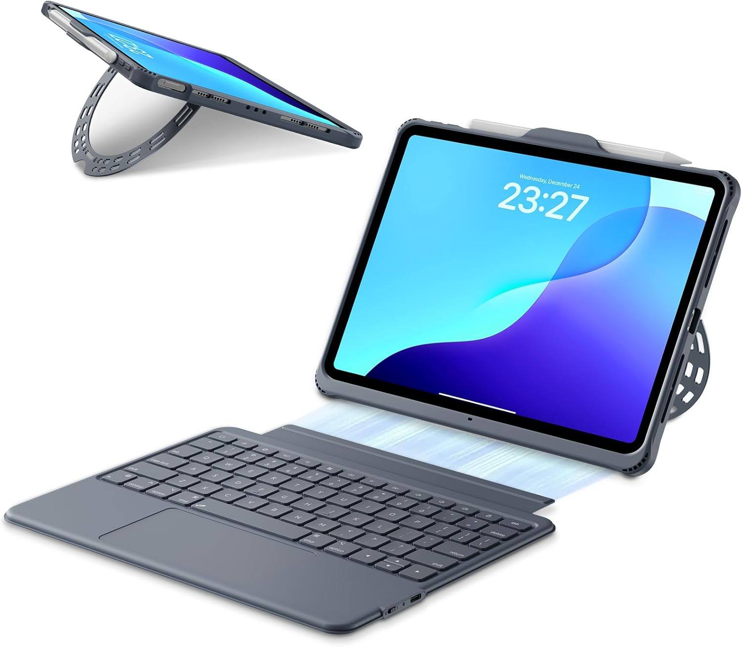 Bingoaltec Detachable Keyboard Case for iPad with 360° Aluminum Kickstand
