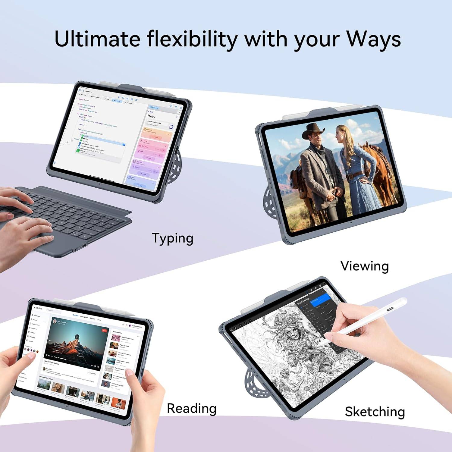 Bingoaltec Detachable Keyboard Case for iPad with 360° Aluminum Kickstand