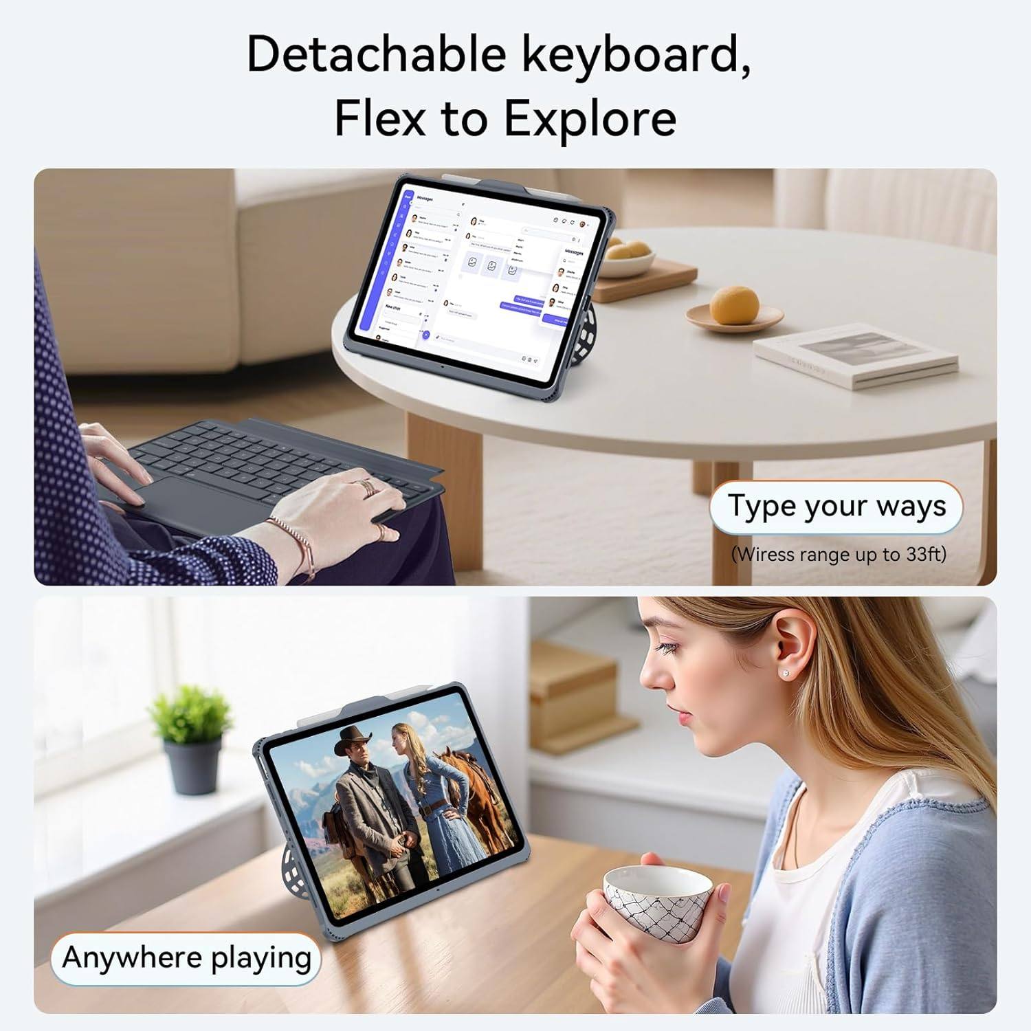 Bingoaltec Detachable Keyboard Case for iPad with 360° Aluminum Kickstand
