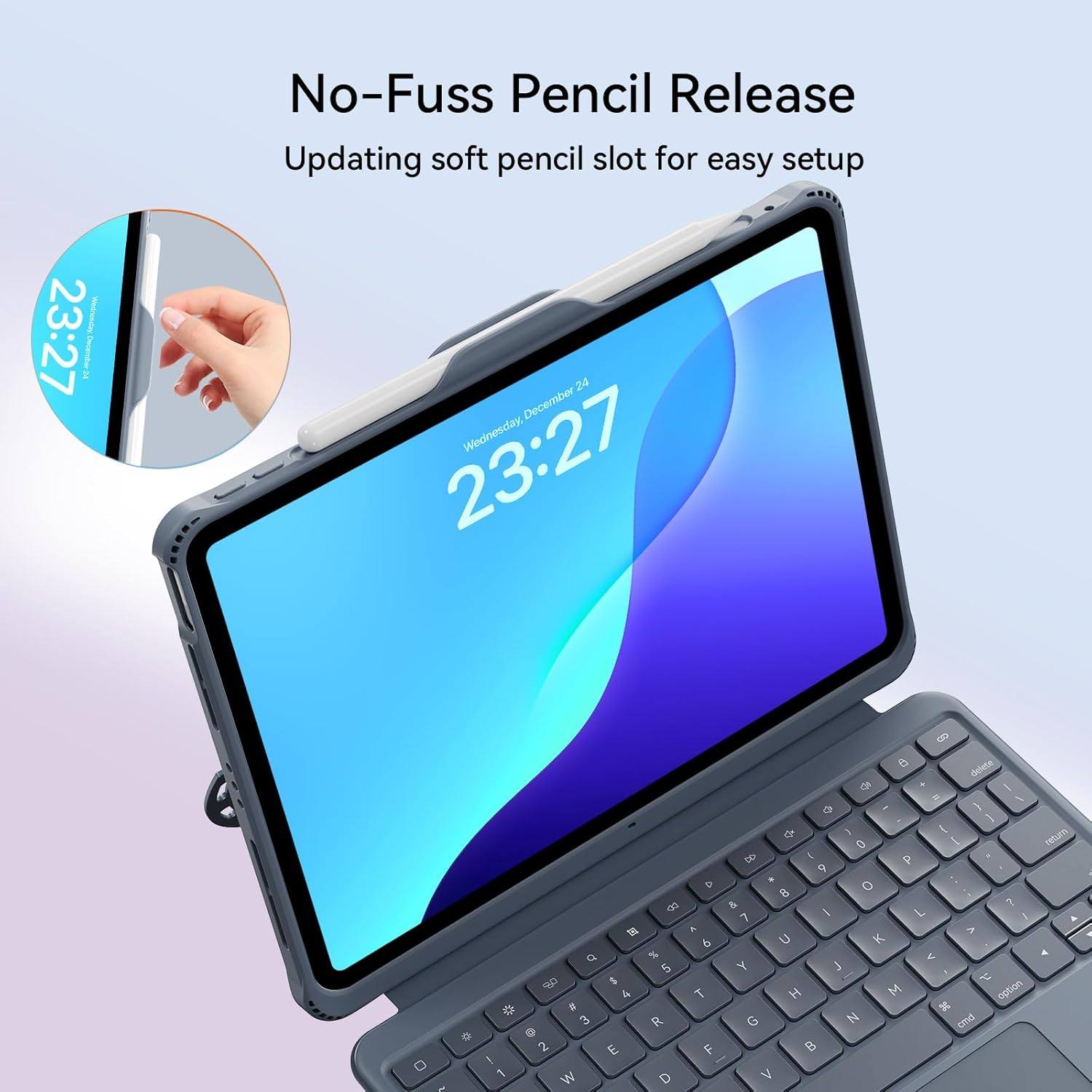 Bingoaltec Detachable Keyboard Case for iPad with 360° Aluminum Kickstand