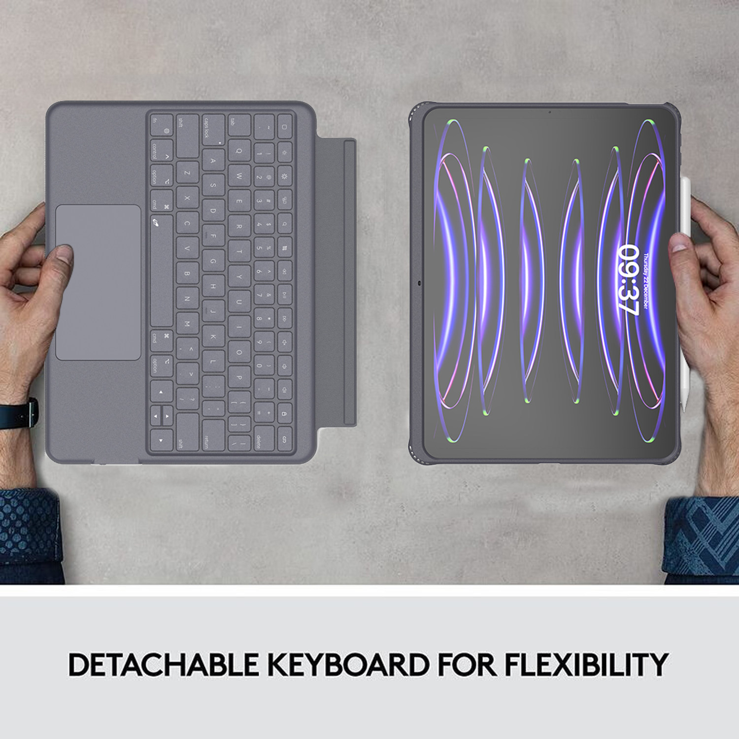 Bingoaltec Detachable Keyboard Case for iPad with 360° Aluminum Kickstand