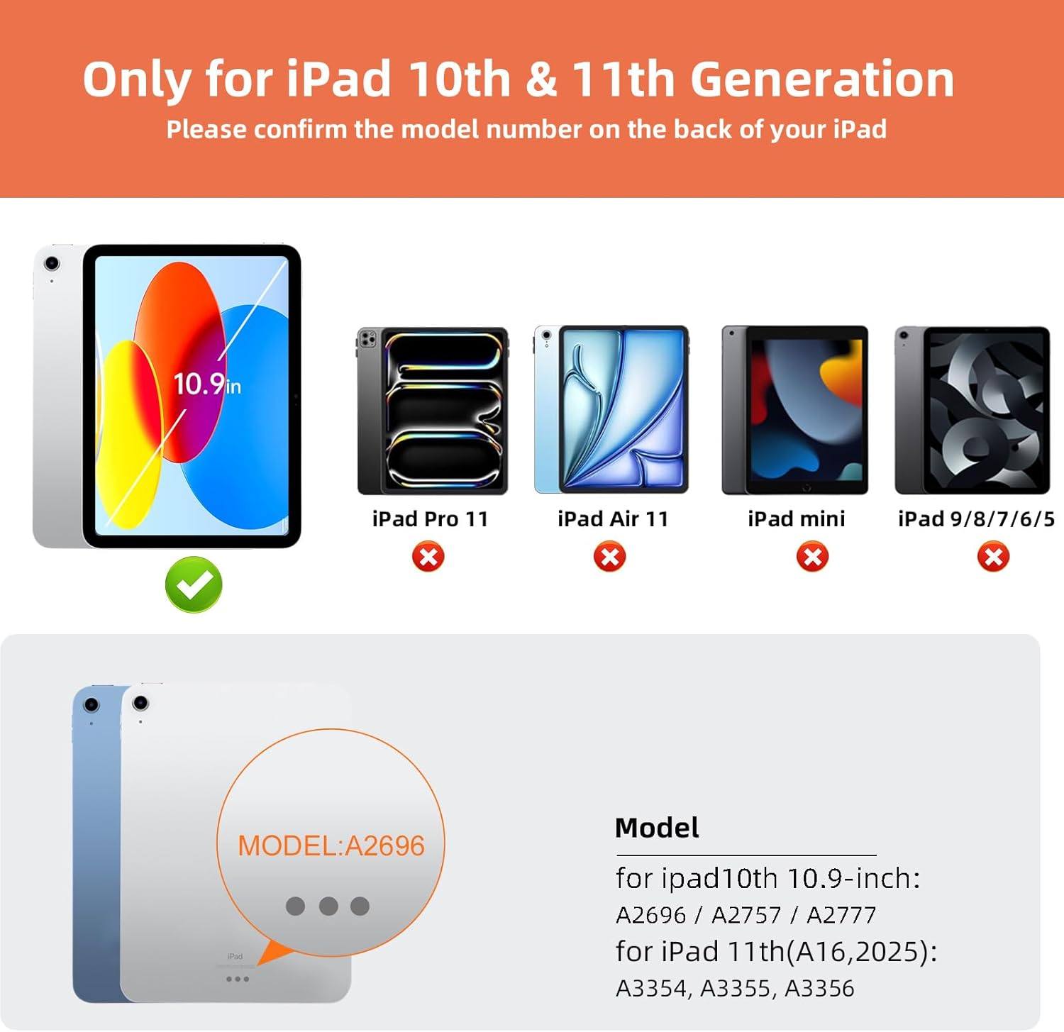 Bingoaltec Case with Keyboard Compatible for iPad 10th Generation & 11th (A16, 2025)