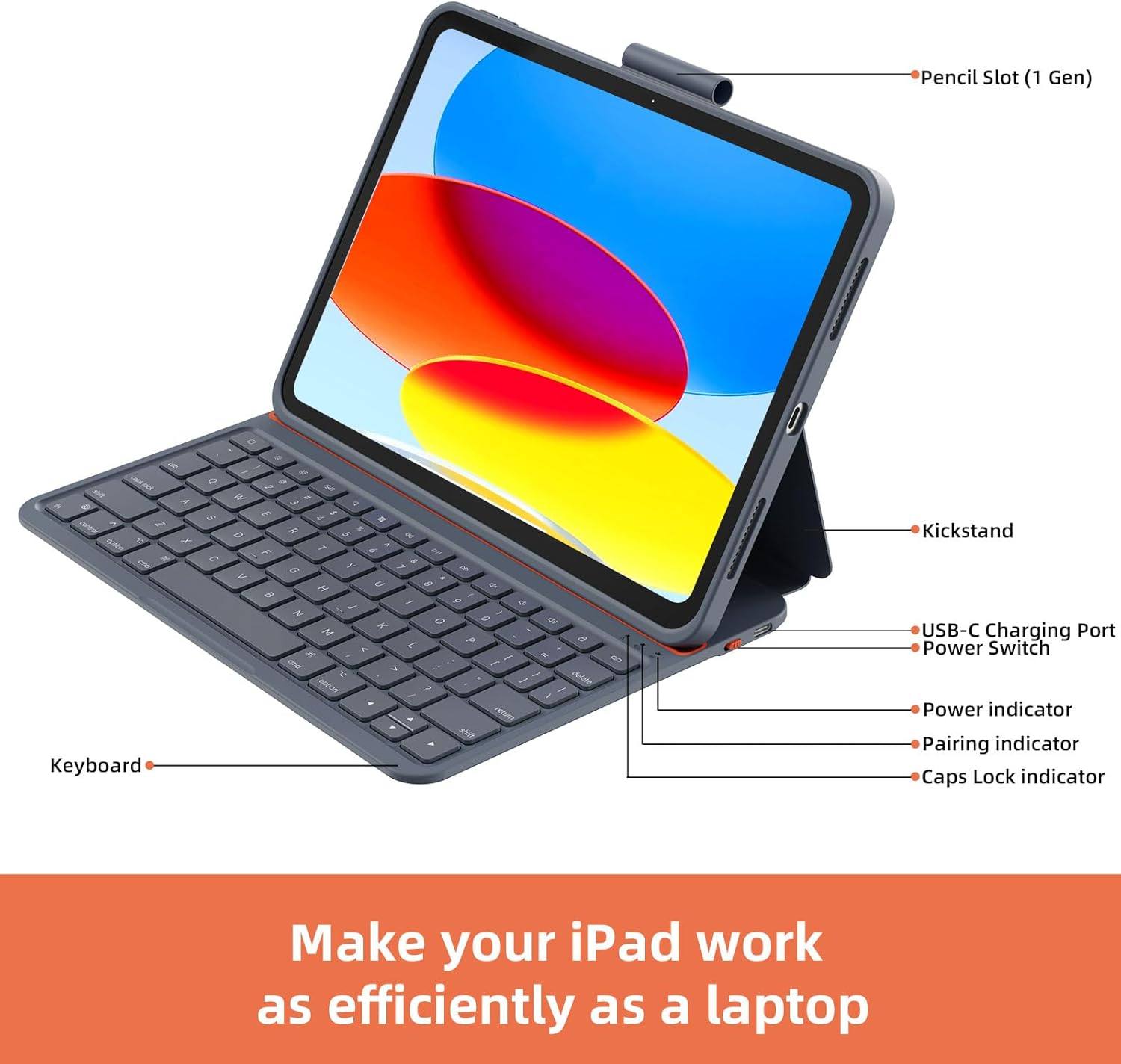 Bingoaltec Case with Keyboard Compatible for iPad 10th Generation & 11th (A16, 2025)