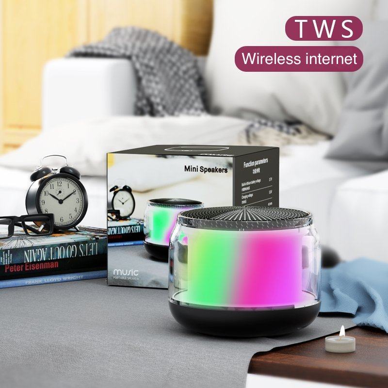 Colorful LED Bluetooth Speaker Tws Rechargeable Portable Stereo Bluetooth Speaker S17